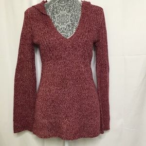 Red Sweater Hoodie Americana V Neck Acrylic  Thick